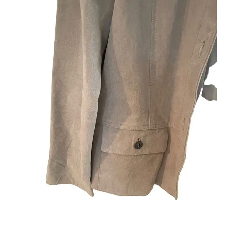 Chico's Womens Gray Leather Button Front Blazer Jacket Size 3